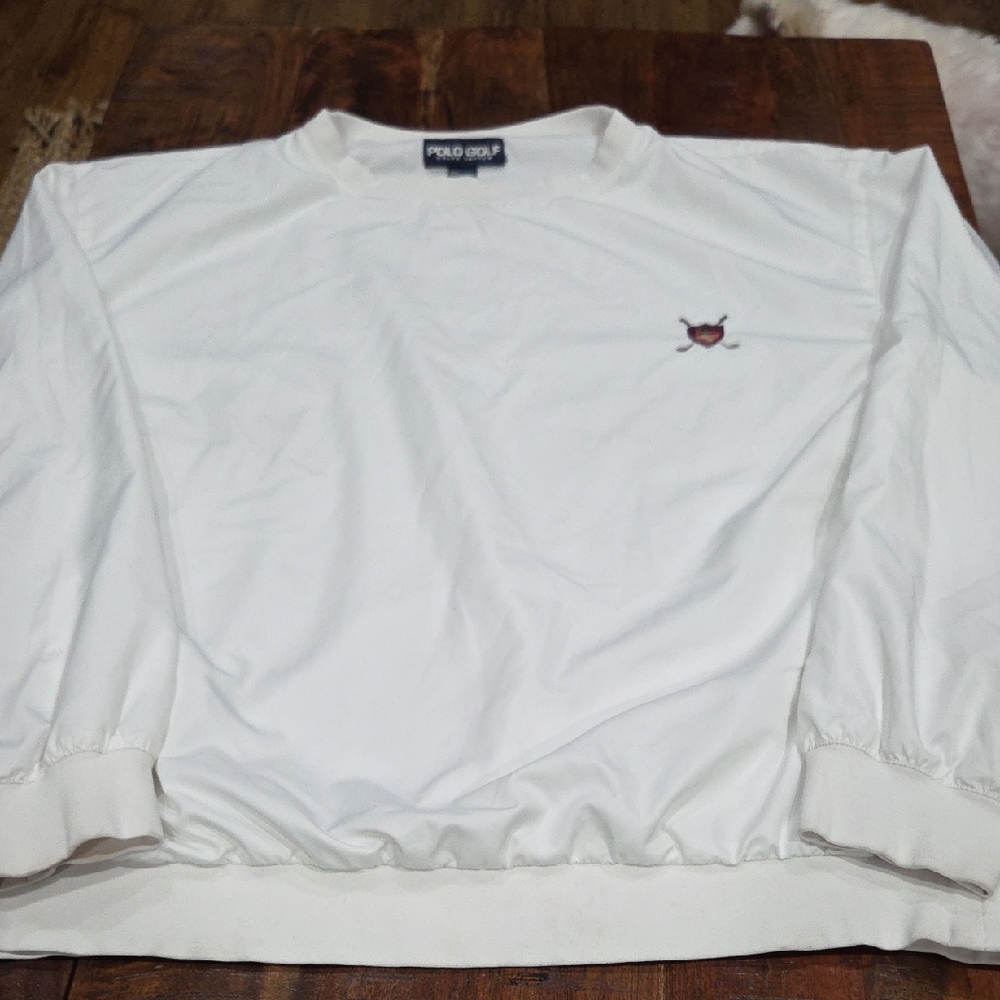 Polo Golf by Ralph Lauren White Nylon Pullover with Plaid Crest